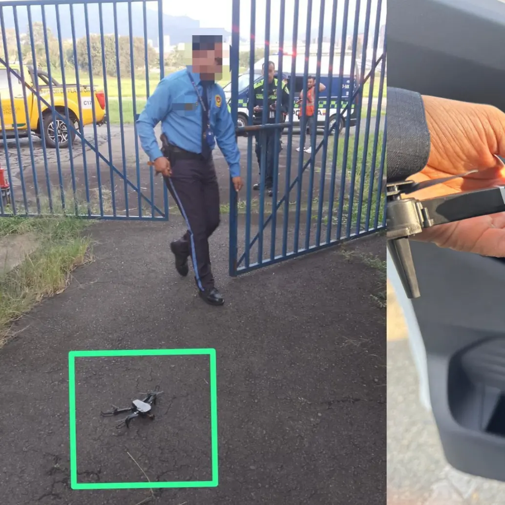 Un misterioso dron apareció en el hangar de la Gobernación de Antioquia. FOTO: GOBERNACIÓN DE ANTIOQUIA