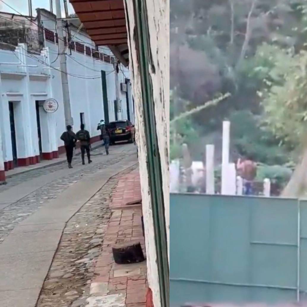 El Carmen ha sufrido en los últimos tres días ataques a las estaciones de Policía de una de sus veredas y el casco urbano, además de una total libertad de guerrilleros del ELN para patrullar la zona. FOTOS: Captura de videos