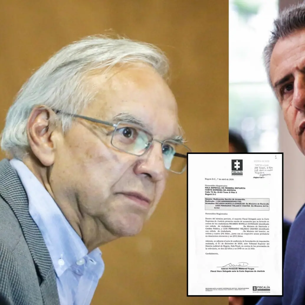 A la izquierda, el exministro de Hacienda Ricardo Bonilla; a la derecha el exministro del Interior Luis Fernando Velasco. Foto: Colprensa/Redes Sociales.