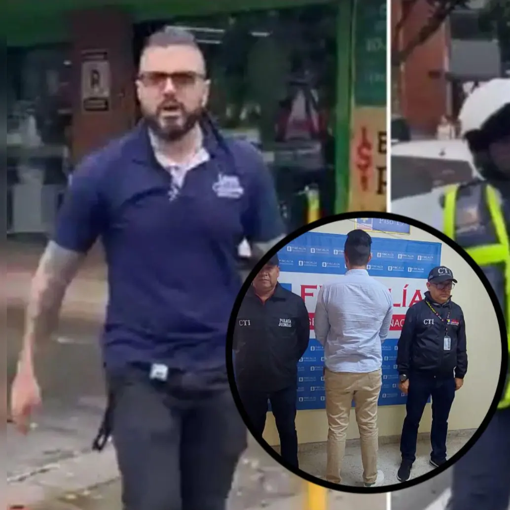 Alexis Velasco fue capturado por las autoridades este viernes, luego de ser acusado de violencia contra servidor público y actos de discriminación. FOTOS: Captura de videos y Alcaldía de Cali