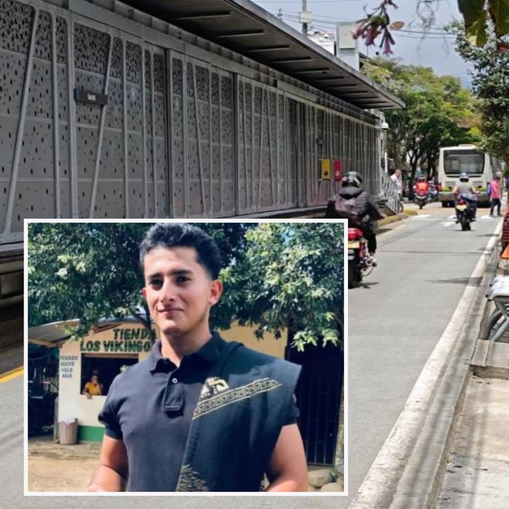 Adelante, el joven Wilson Murcia Álvarez, desaparecido. Atrás, imagen de referencia del sector de Manrique. Foto: Jader Escobar Buitrago e imagen tomada de redes.