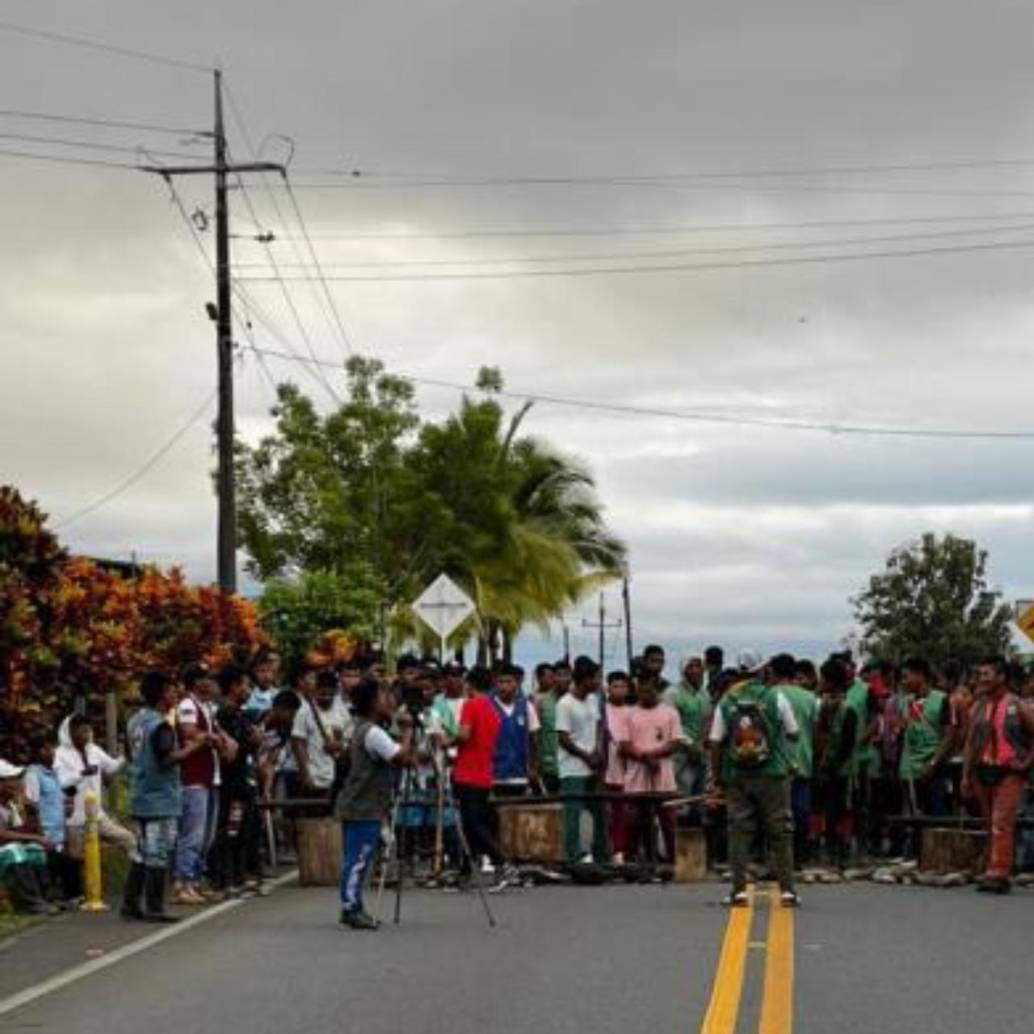 Vía bloqueada por la minga indígena entre Dabeiba y Mutatá, Antioquia. FOTO: AUTOPISTAS DE URABÁ