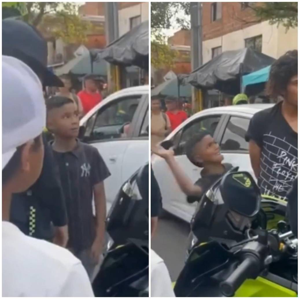 Secuencia de cómo el menor de aparentemente 12 años le pegó una cachetada al ladrón de su bicicleta en Cúcuta. FOTO: Captura video de redes sociales @cucutaonline