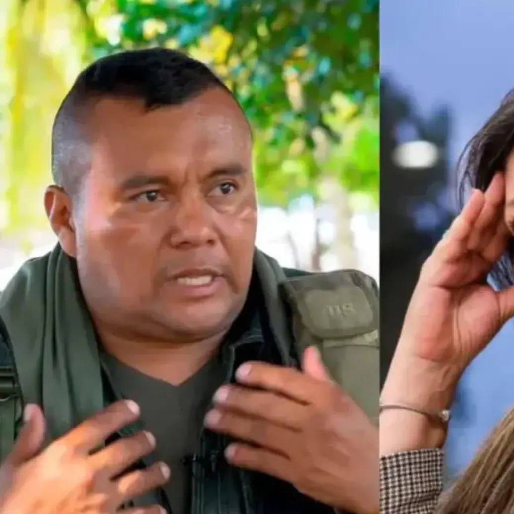 Alexander Díaz, alias Calarcá y la fiscal general Luz Adriana Camargo. Foto: Colprensa y captura de video.