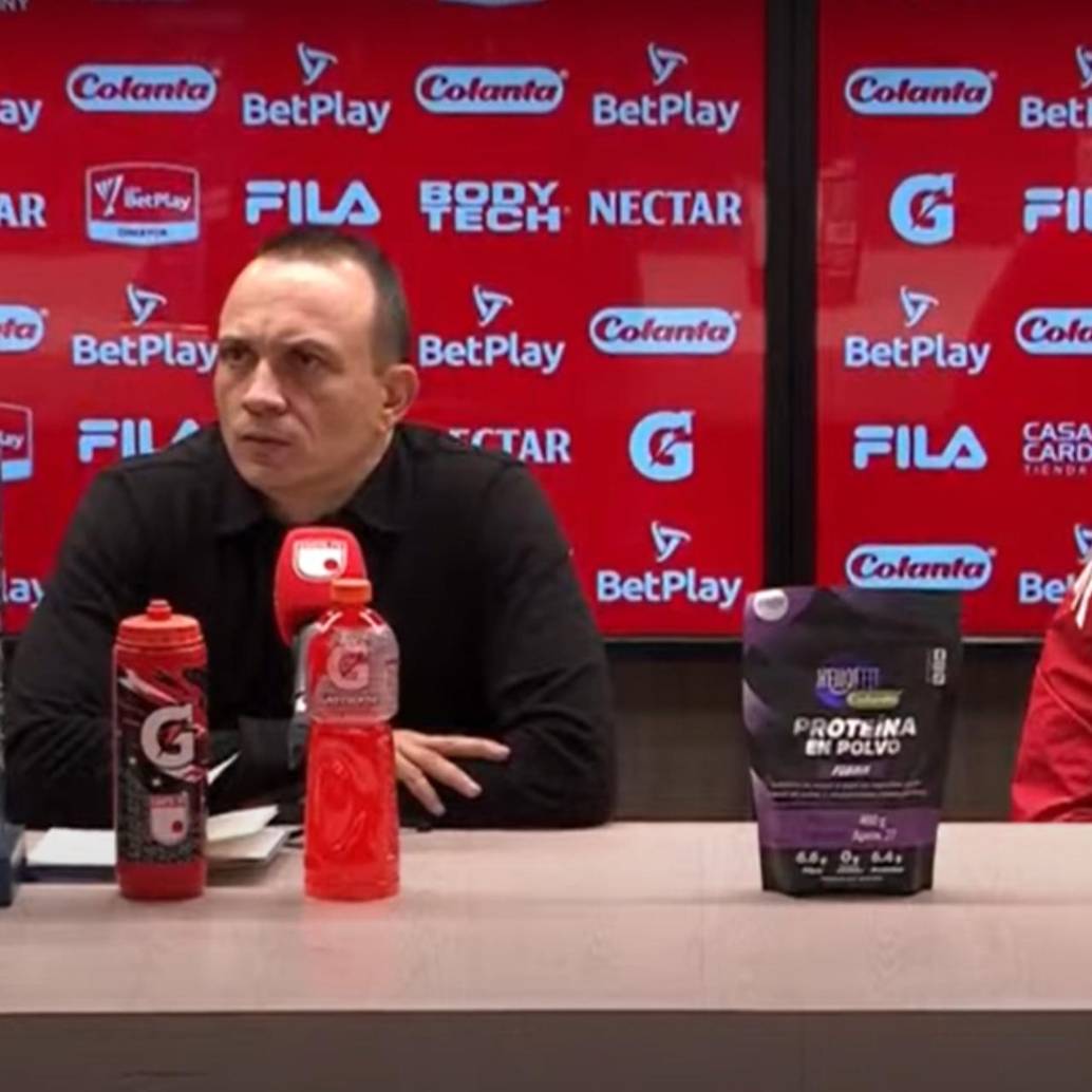 Alejandro Restrepo y Fainer Torijano atendieron a los medios de comunicación tras la final ida de la Liga BetPlay. FOTO: CAPTURA VIDEO WIN SPORTS