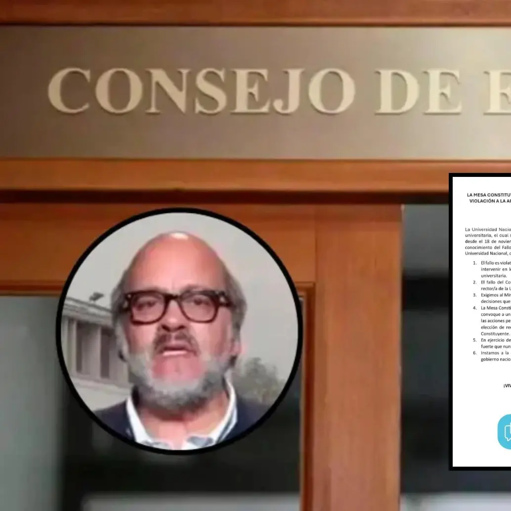 Consejo de Estado anuló la elección de Leopoldo Múnera como rector de la U. Nacional. El académico había sido designado en el cargo en junio de 2024. Es el segundo fallo sobre la Rectoría de esa institución. FOTO: Colprensa y Mesa Constituyente Universitaria