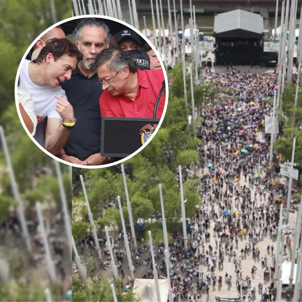 Panorámica del Parque de las Luces en Medellín durante la manifestación de Petro a las 3:30 p.m. de este viernes. Foto: gobernador de Antioquia, Andrés Julián Rendón - Detalle EL COLOMBIANO