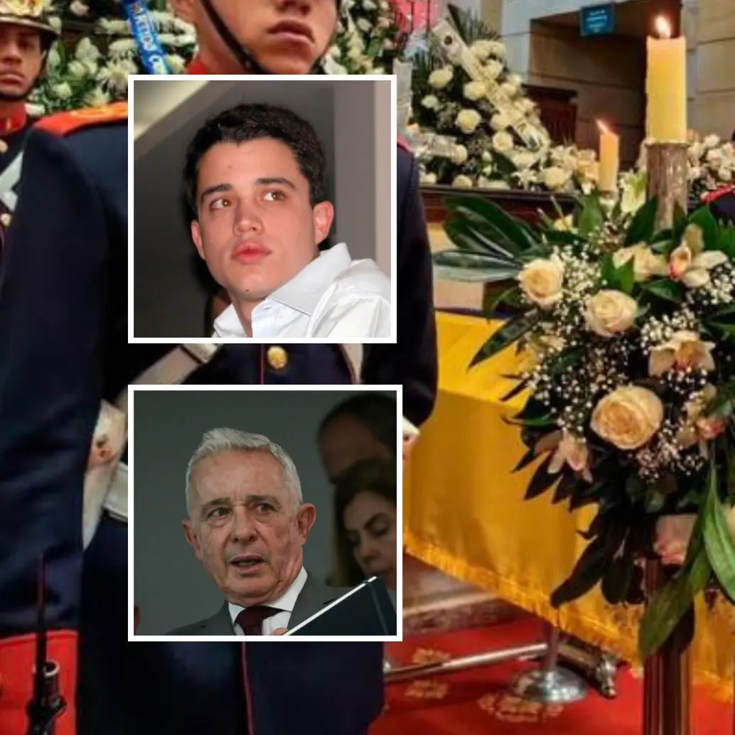 Jerónimo Uribe estuvo en representación de su padre, el expresidente Álvaro Uribe Vélez, y se refirió sobre la ausencia de su padre en el funeral de Miguel Uribe. FOTO: Colprensa