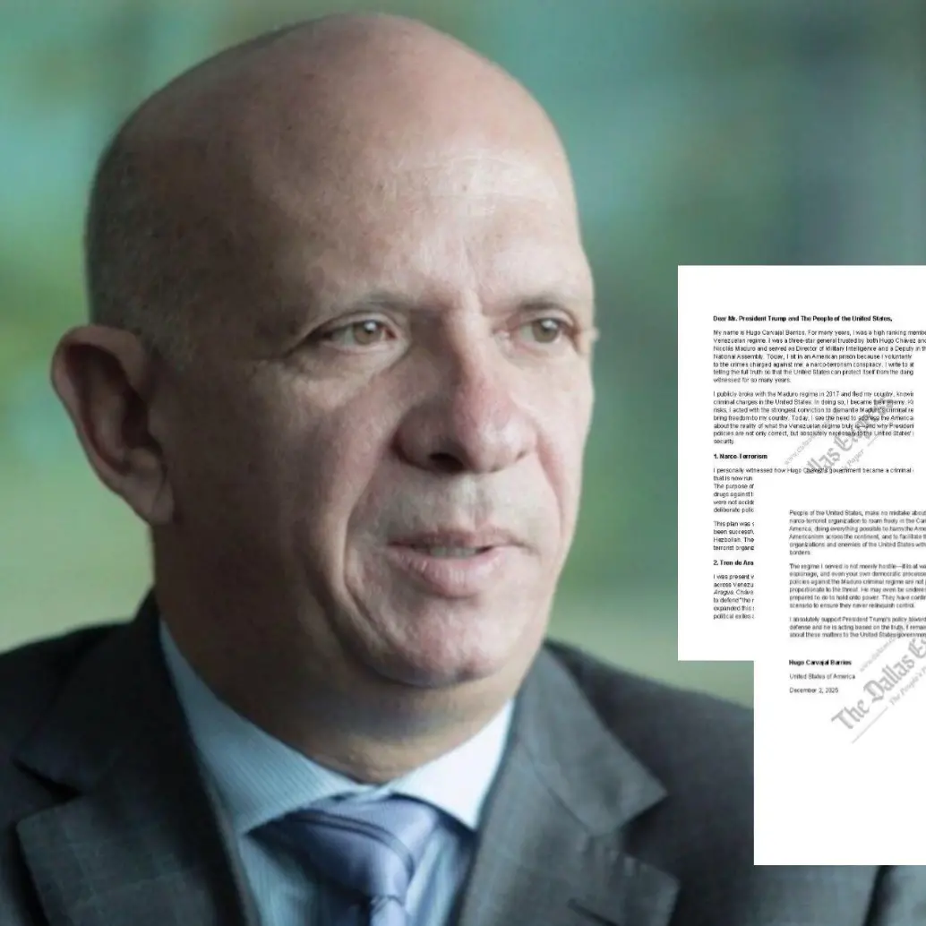 Hugo “el Pollo” Carvajal le envió una carta al presidente de Estados Unidos, Donald Trump, revelando el nexo de Nicolás Maduro con el Tren de Aragua, el Cartel de los Soles y cómo se han convertido en política de Estado. Fotos: Colprensa y redes sociales 