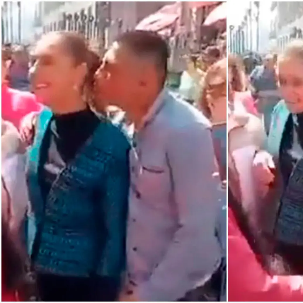 Así fue la agresión contra la presidenta de México, Claudia Sheinbaum. FOTOS: Capturas de video 