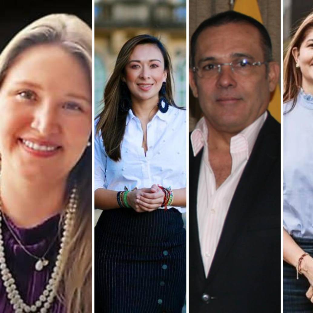 De izquierda a derecha: Maria Alejandra Benavides (testigo), Katherine Miranda, Efraín Cepeda, Liliana Bitar y Wadith Manzur (algunos congresistas involucrados). FOTOS: COLPRENSA.