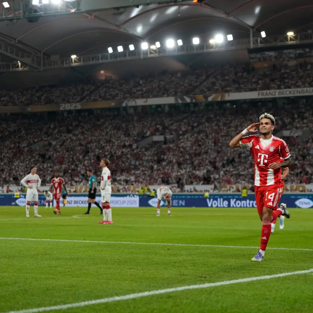 El extremo guajiro Luis Díaz, de 28 años, salió como titular en el partido. FOTO: TOMADA DEL X DEL BAYERN