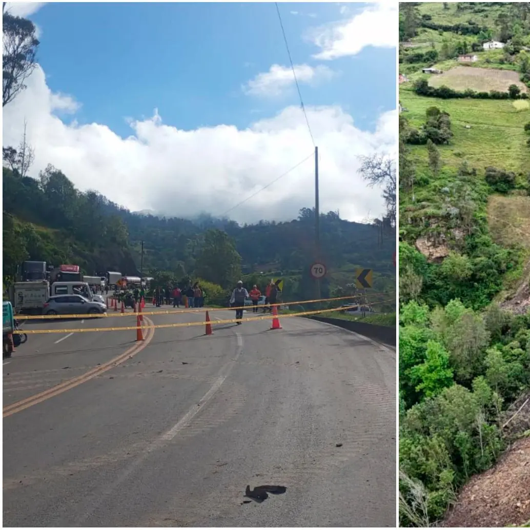La vía al Llano está cerrada desde el pasado 6 de septiembre tras un deslizamiento de grandes proporciones. FOTOS: Tomadas de X @CoviandinaSAS 