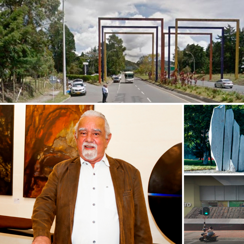 Hugo Zapata y algunas de sus obras más representativas en Medellín y Antioquia. FOTOS Archivo y cortesías