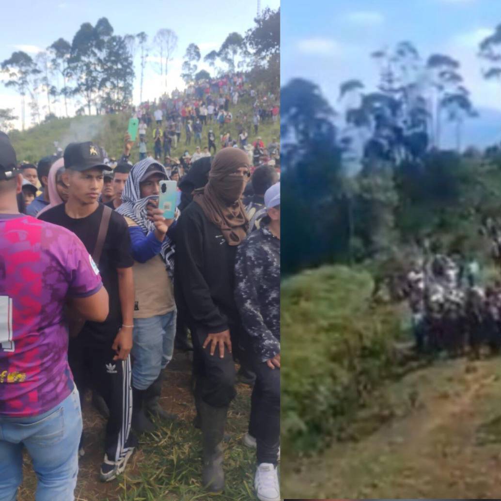 La comunidad salió a presionar a militares de la Tercera División del Ejército Nacional en Jamundí. Fotos: Capturas de videos
