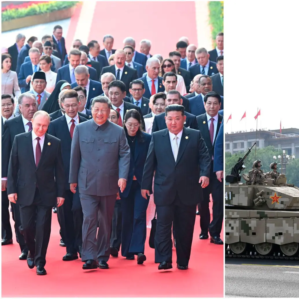 El presidente chino Xi Jinping caminó acompañado del presidente ruso, Vladimir Putin, y del líder norcoreano, Kim Jong Un, hacia la Plaza de Tiananmen donde inició el desfile. FOTOS: Xinhua