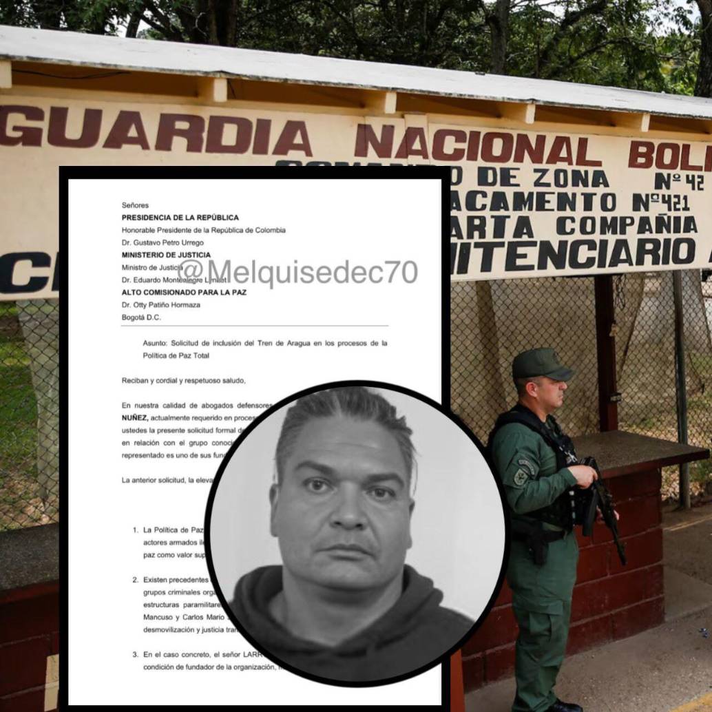 Uno de los fundadores del Tren de Aragua, alias Larry Changa, pidió a través de una carta ser nombrado gestor de paz. Fotos: AFP, InSight Crime y @Melquisedec70