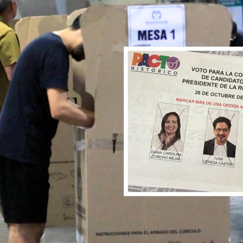 Según la Registraduría, 139.412 votos —el 5 % del total de votos de la consulta presidencial— fueron declarados nulos por rayones, tachones o un mal diligenciamiento. FOTO: CAMILO SUÁREZ (EL COLOMBIANO)- X @JuanBarrazaG 