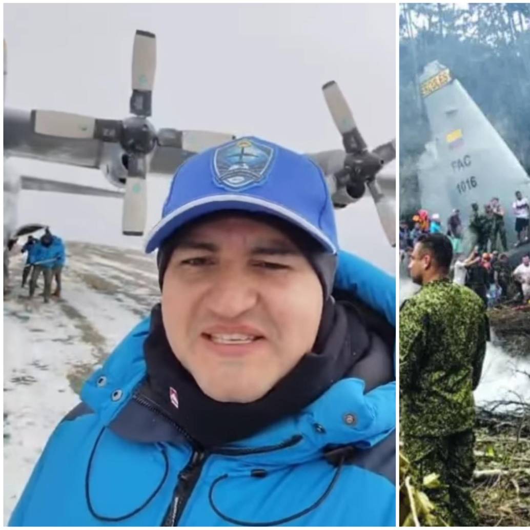 El mayor Fernández fue una de las víctimas que pertenecían a la FAC, del total de 69 uniformados que murieron en el siniestro aéreo en Putumayo. FOTO: AFP y captura de video de redes sociales @lorangie_