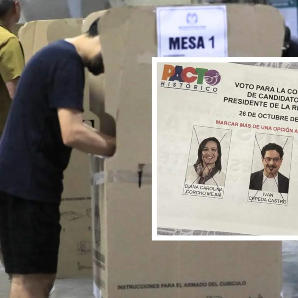 Según la Registraduría, 139.412 votos —el 5 % del total de votos de la consulta presidencial— fueron declarados nulos por rayones, tachones o un mal diligenciamiento. FOTO: CAMILO SUÁREZ (EL COLOMBIANO)- X @JuanBarrazaG