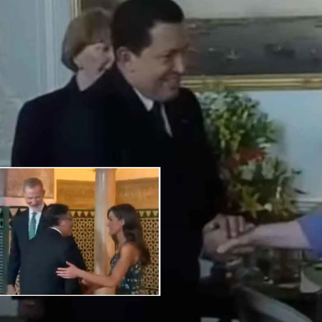 Lo sucedido con Petro fue comparado con un suceso en donde Chávez quiso romper el protocolo para abrazar a la reina Isabel II. Fotos: Capturas de videos 