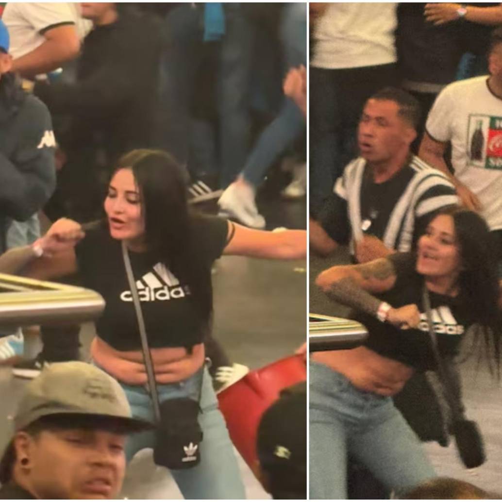 Las autoridades trabajan para identificar y posteriormente judicializar a la mujer armada señalada de comenzar la trifulca en el Movistar Arena. FOTO: Captura video redes sociales