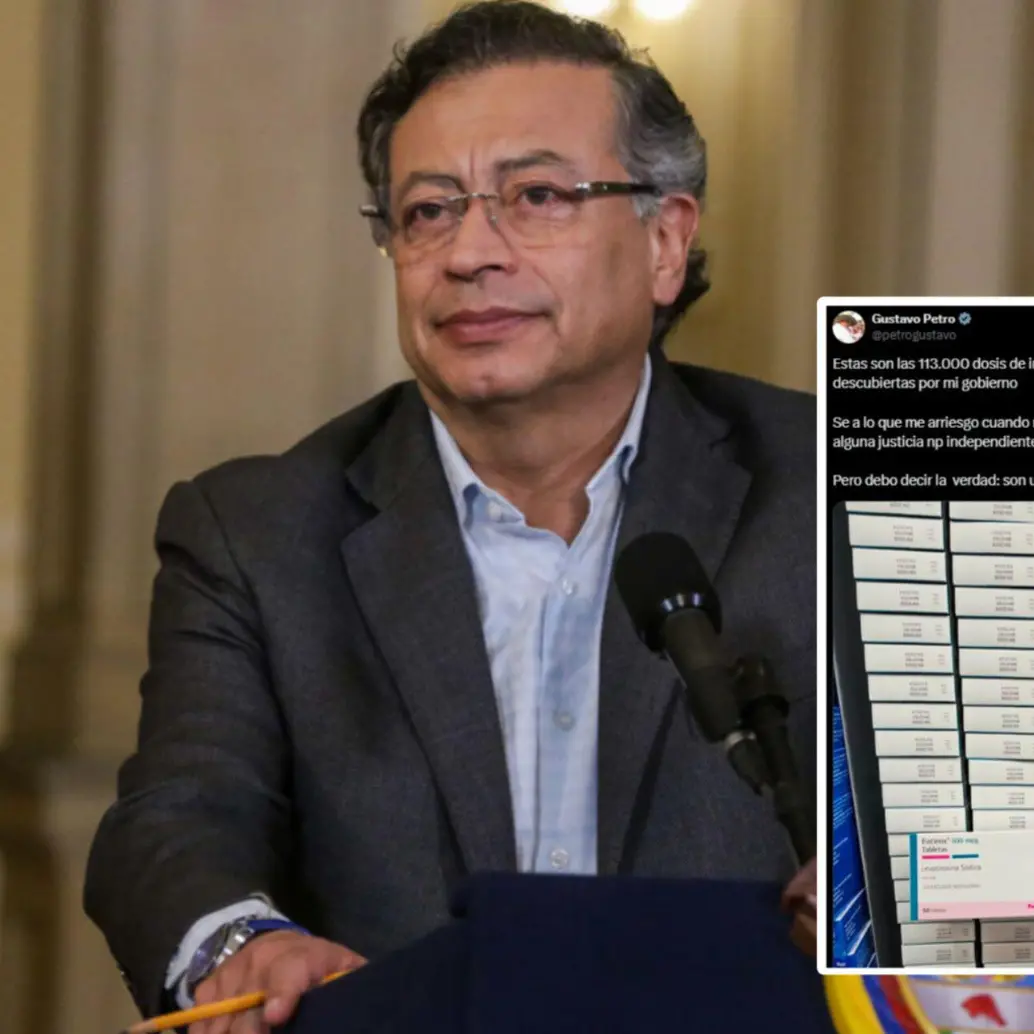 Gustavo Petro confundió en un trino un medicamento para combatir la insulina con uno para tratar enfermedades relacionadas a la tiroides. Fotos: Colprensa y redes sociales 