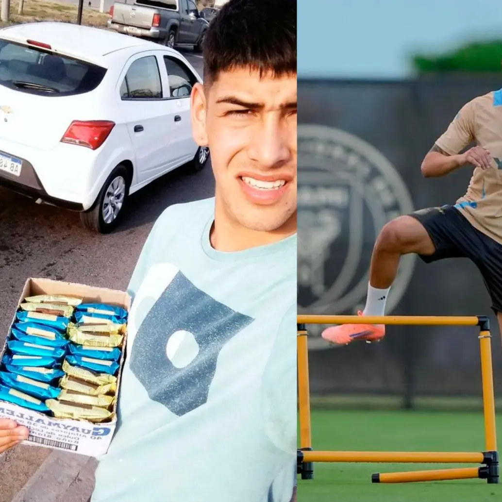El volante argentino Lautaro Rivero vendía alfajores en las calles antes de su debut como profesional con Central Córdoba en junio de 2024. Ahora está en la Selección Argentina de mayores. Fotos: Tomada de Instagram de @LautaroRivero y el de @SpiderCarp23