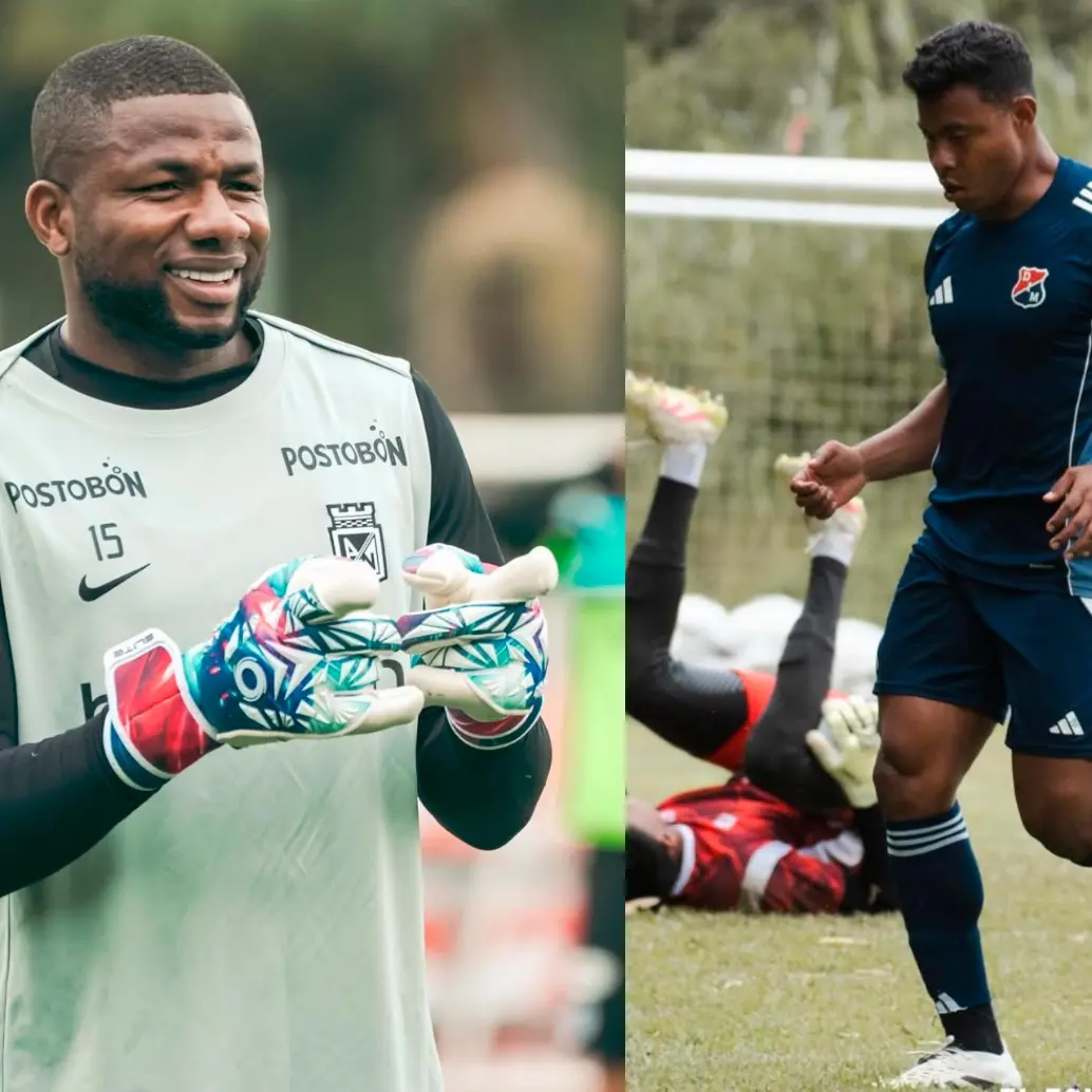 El arquero Harlen Castillo fue titular con el cuadro verde, mientras que el atacante Léider Berrío marcó con los rojos. Foto: tomada del Instagram de Nacional y DIM 