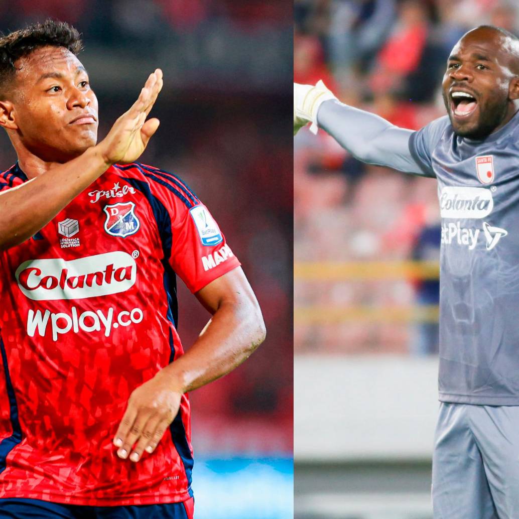 El futbolista Léider Berrío, ahora en el DIM, le anotó goles a Mosquera Marmolejo, antes en el DIM, en las últimas finales de Liga que disputaron. FOTOS: CAMILO SUÁREZ Y GETTY