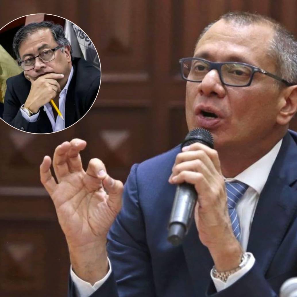 Jorge Glas, exvicepresidente ecuatoriano condenado por corrupción y el presidente Gustavo Petro. FOTO: Colprensa