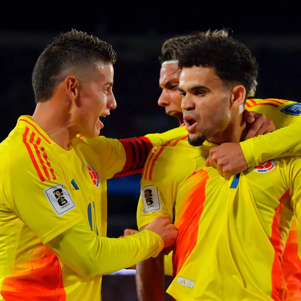 Los futbolistas colombianos James Rodríguez y Luis Díaz son las grandes figuras de la Selección Colombia que se medirá contra Uzbekistán, un ganador del Repechaje y Portugal. Foto: Getty