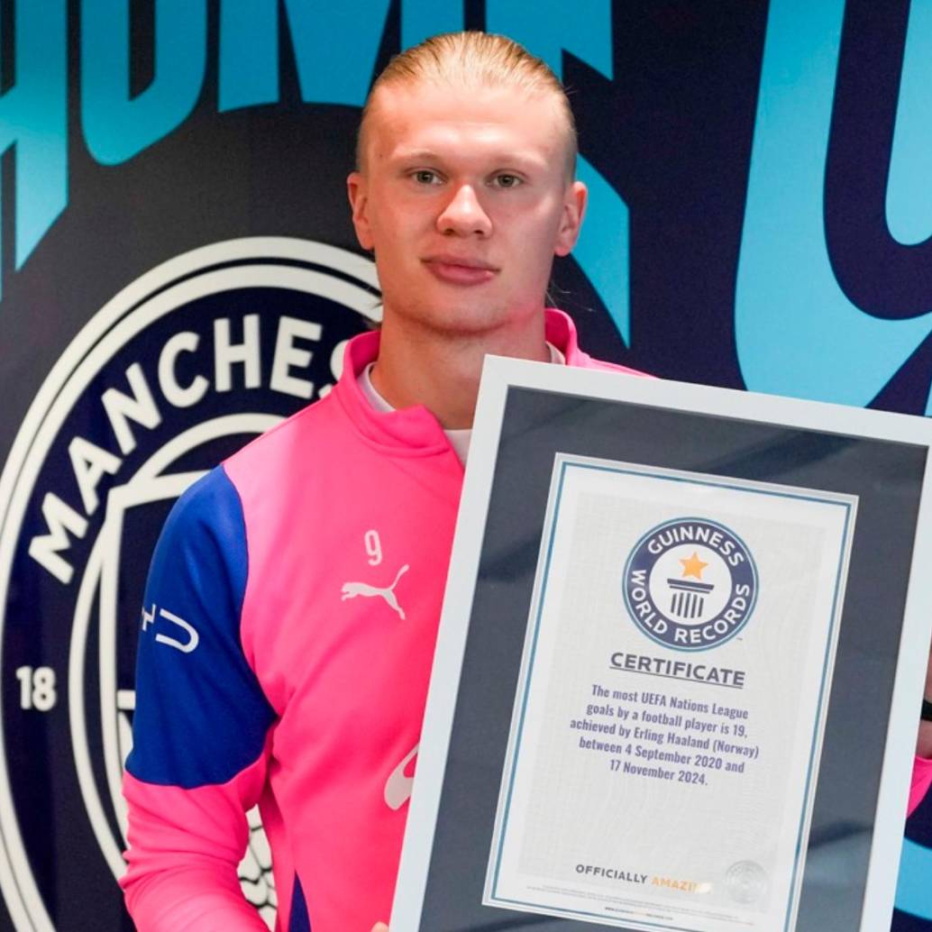 Haaland y su reconocimiento por parte de Récords Guinness. FOTO: <b>X guinnessworldrecords</b>