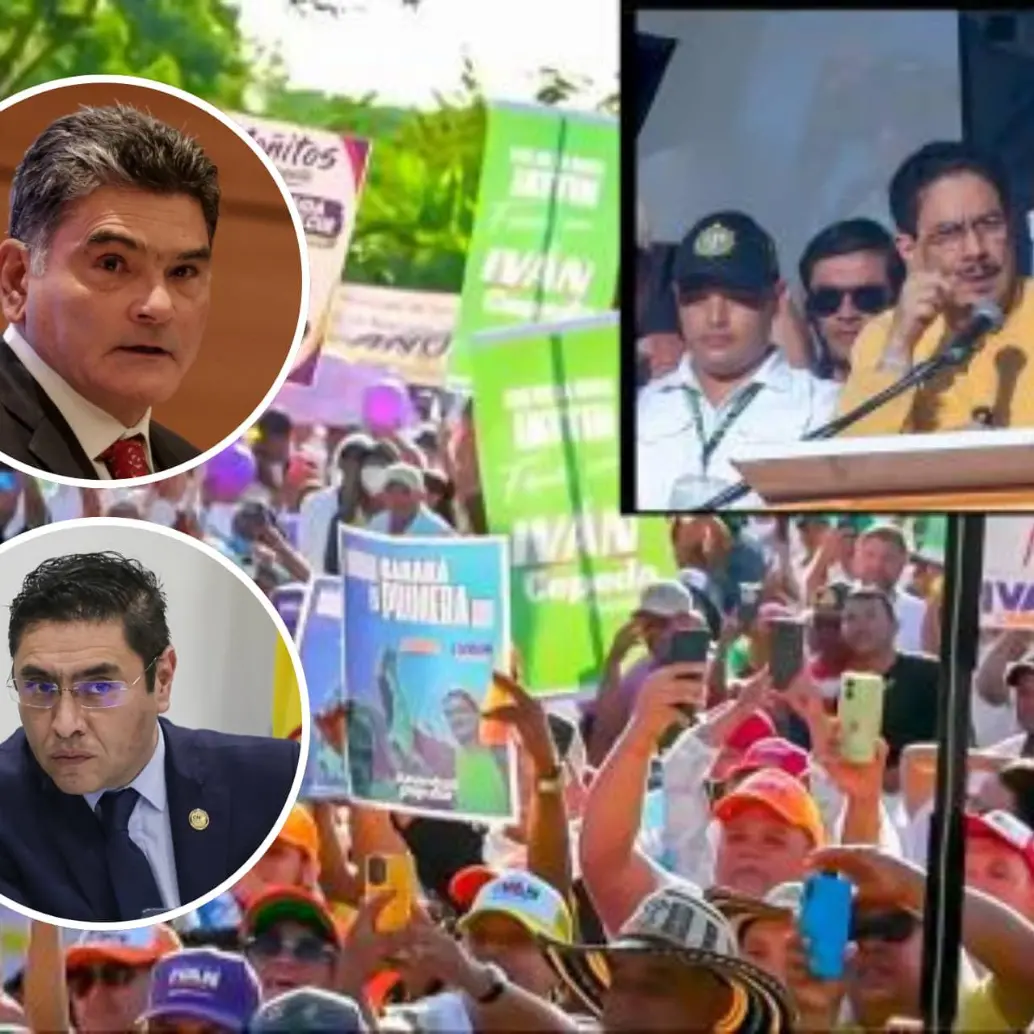 Iván Cepeda dio un discurso ante una multitud en Montería, en plena restricción. Foto: Captura de video.