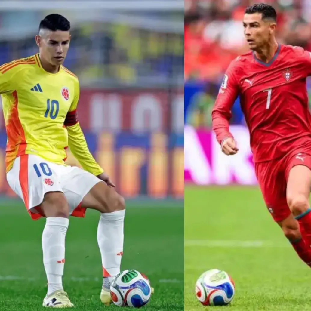 Cristiano Ronaldo y James Rodríguez, capitanes de Portugal y Colombia, se enfrentarán por primera vez con sus selecciones tras compartir vestuario durante tres temporadas en el Real Madrid. Foto: Getty