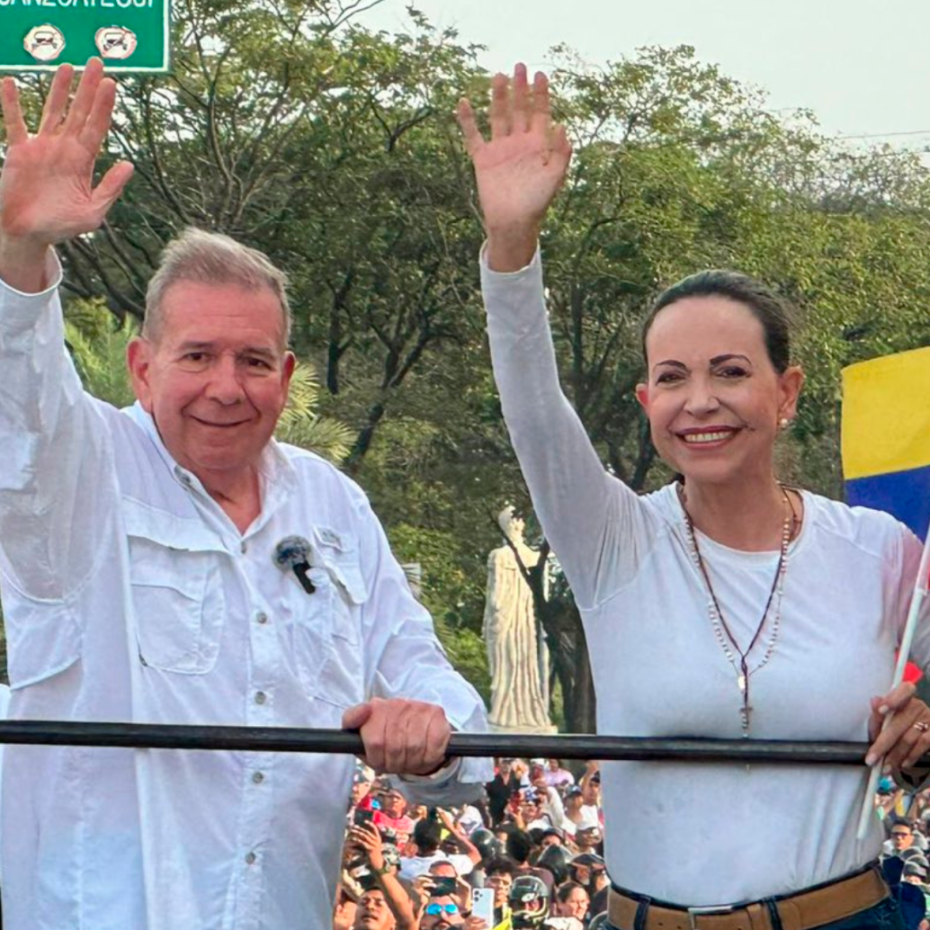 Machado, impedida para ser candidata, recorre el país en campaña a favor de Edmundo González Urrutia. FOTO: TWITTER @MariaCorinaYA