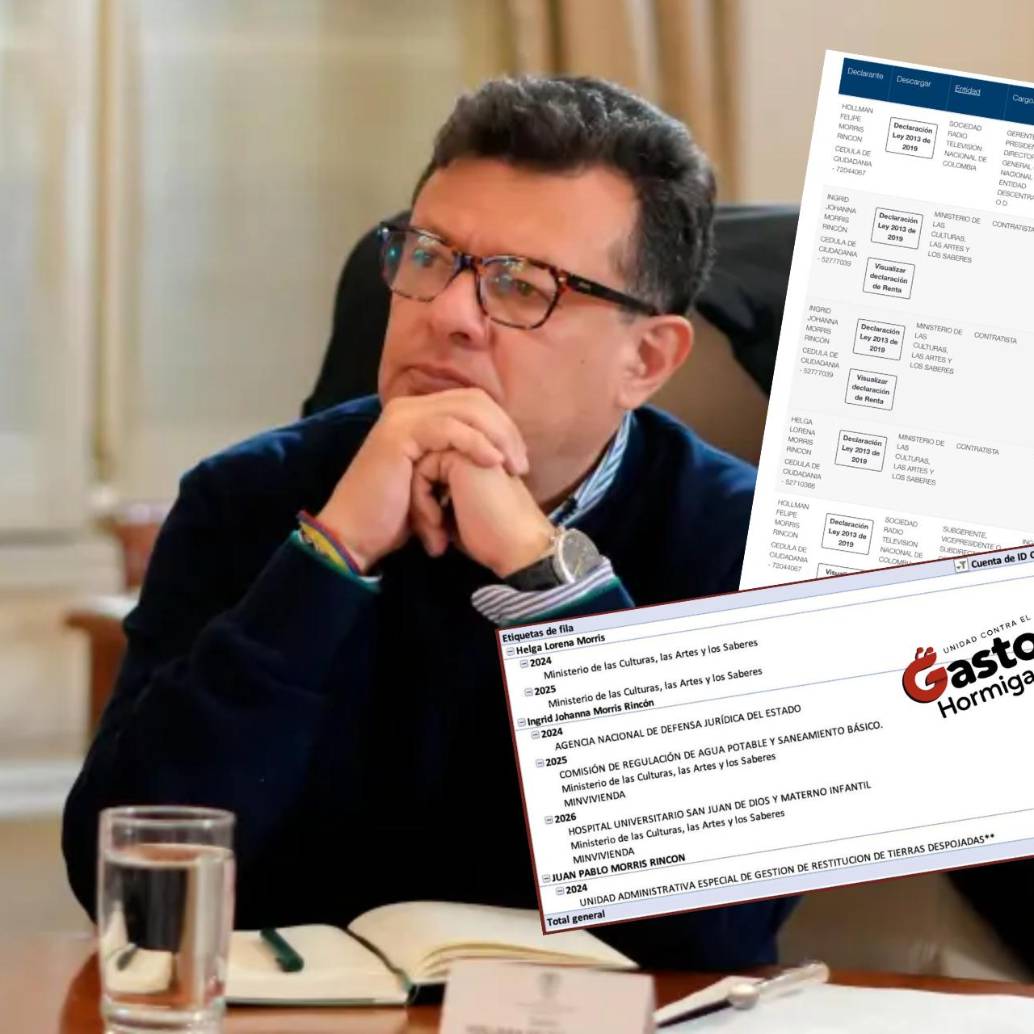 Hollman Morris no ha respondido frente a los señalamientos por supuesto nepotismo. FOTO: COLPRENSA, SECOP Y REDES SOCIALES.