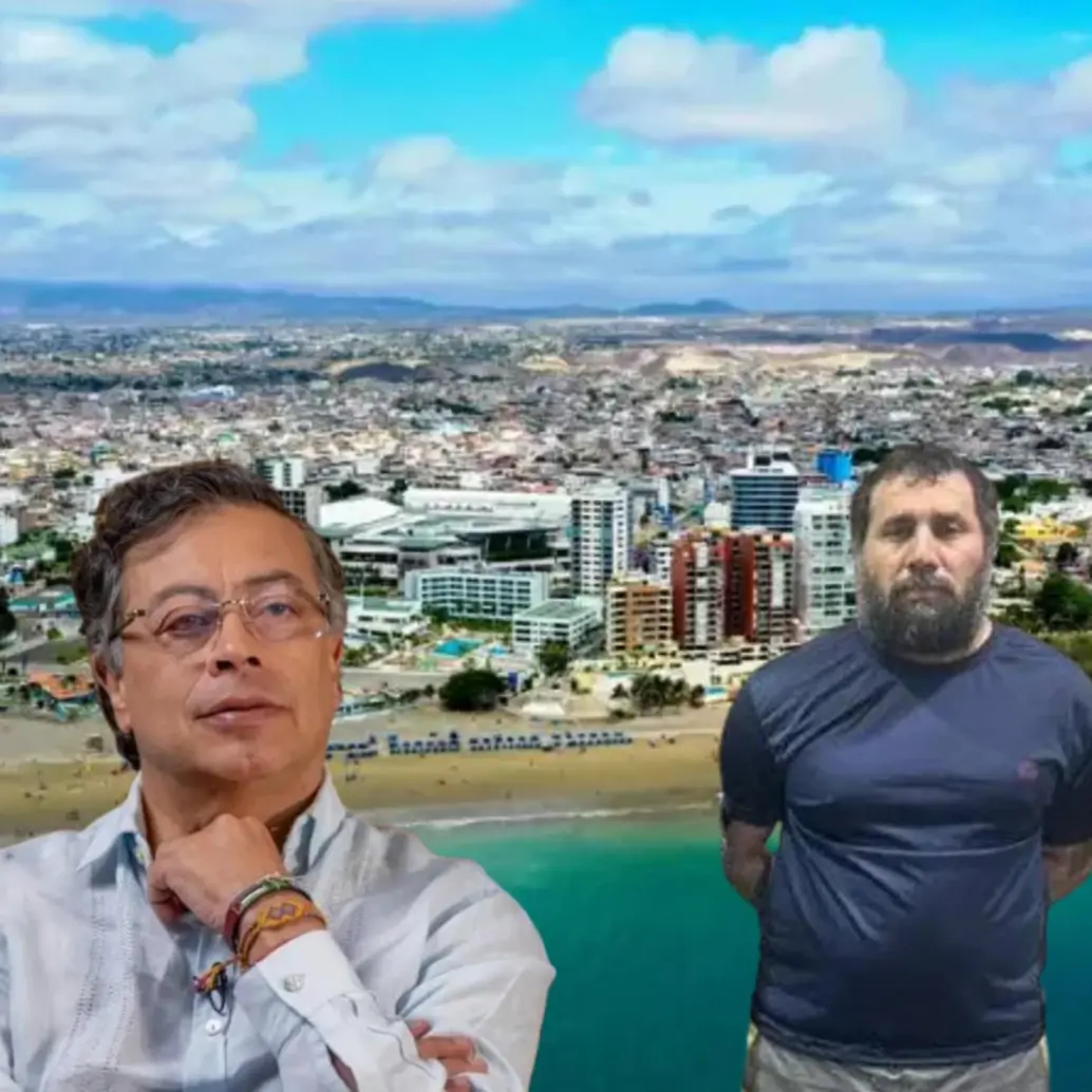 De fondo, Manta, Ecuador. En frente, el presidente Gustavo Petro y José Adolfo Macías Villamar, alias Fito. Fotos: Colprensa-AFP