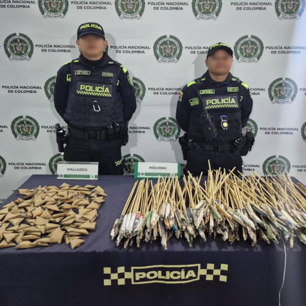 Parte del material incautado por las autoridades de Bello en el barrio Villas del Sol. FOTO: Cortesía.