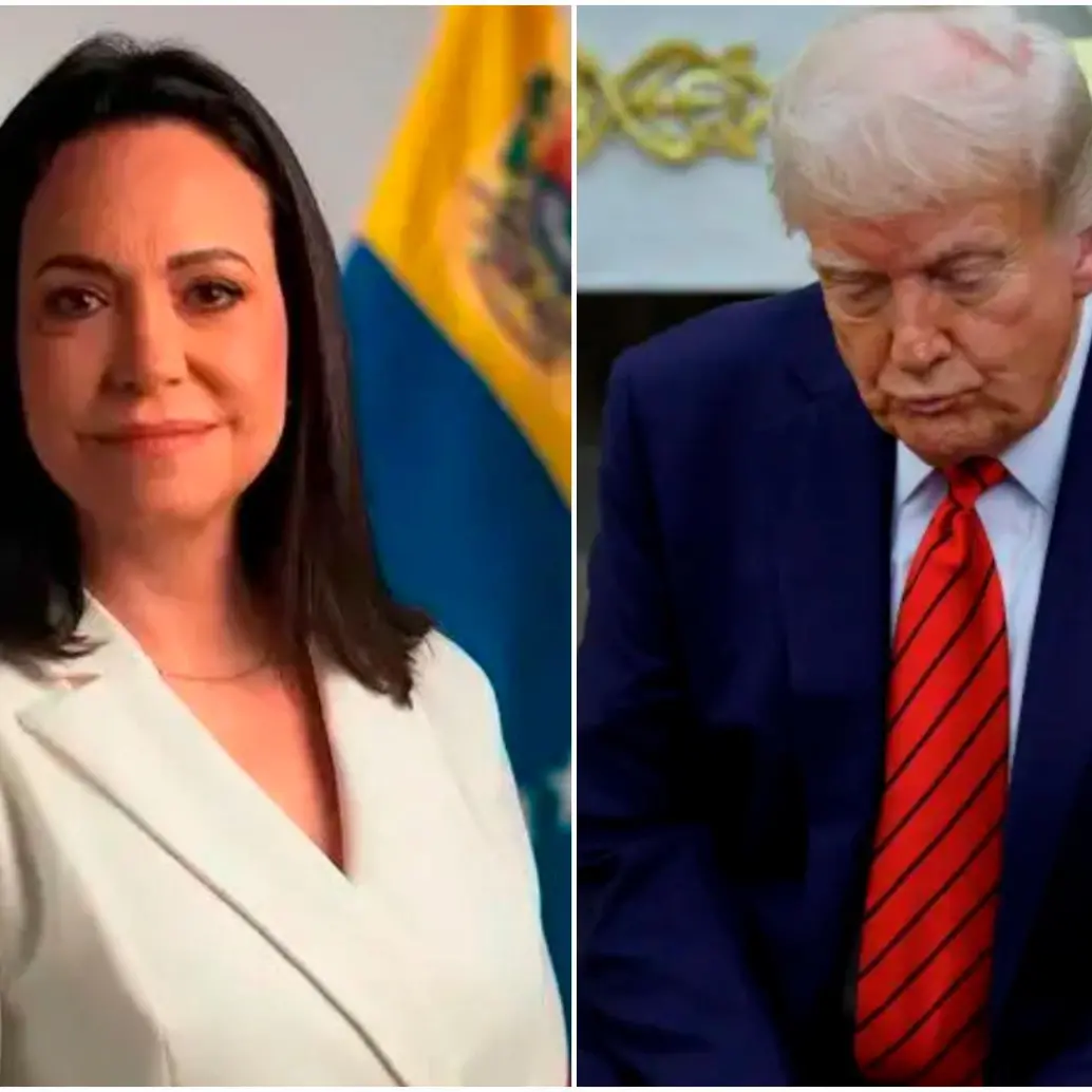 La venezolana María Corina Machado y el presidente de Estados Unidos, Donald Trump, eran dos de los candidatos al Nobel de Paz de 2025. La líder opositora, que no figuraba entre las favoritas, se quedó con el reconocimiento. FOTOS: Cortesía y Getty