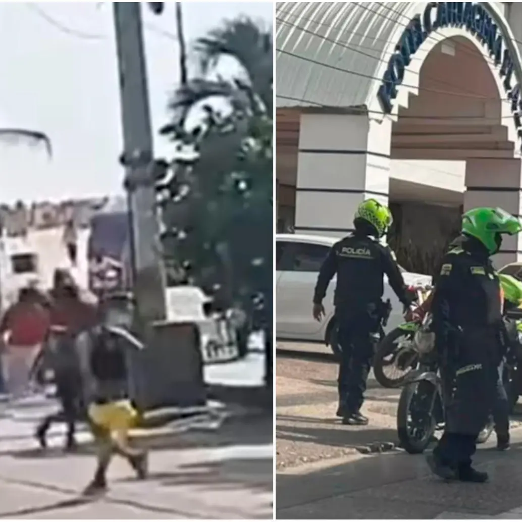 Los hinchas la emprendieron contra los carperos y policías que llegaron a atender la situación en una playa de Bocagrande, en Cartagena. FOTOS: Tomadas de redes sociales y Colprensa