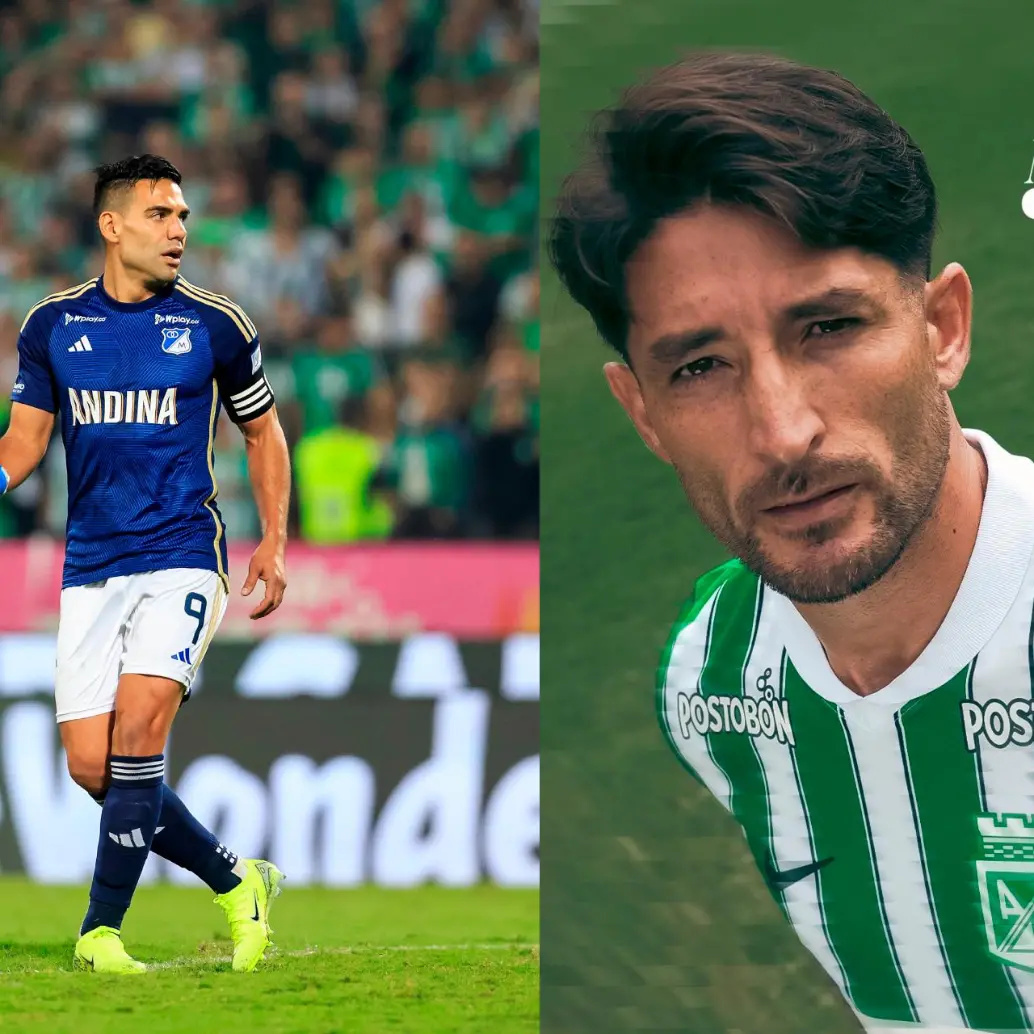 El atacante colombiano Falcao García llegó, por tercera vez, a Millonarios. Milton Casco es uno de los fichajes de Atlético Nacional para esta temporada. Fotos: Camilo Suárez y tomada de @AtleticoNacional 