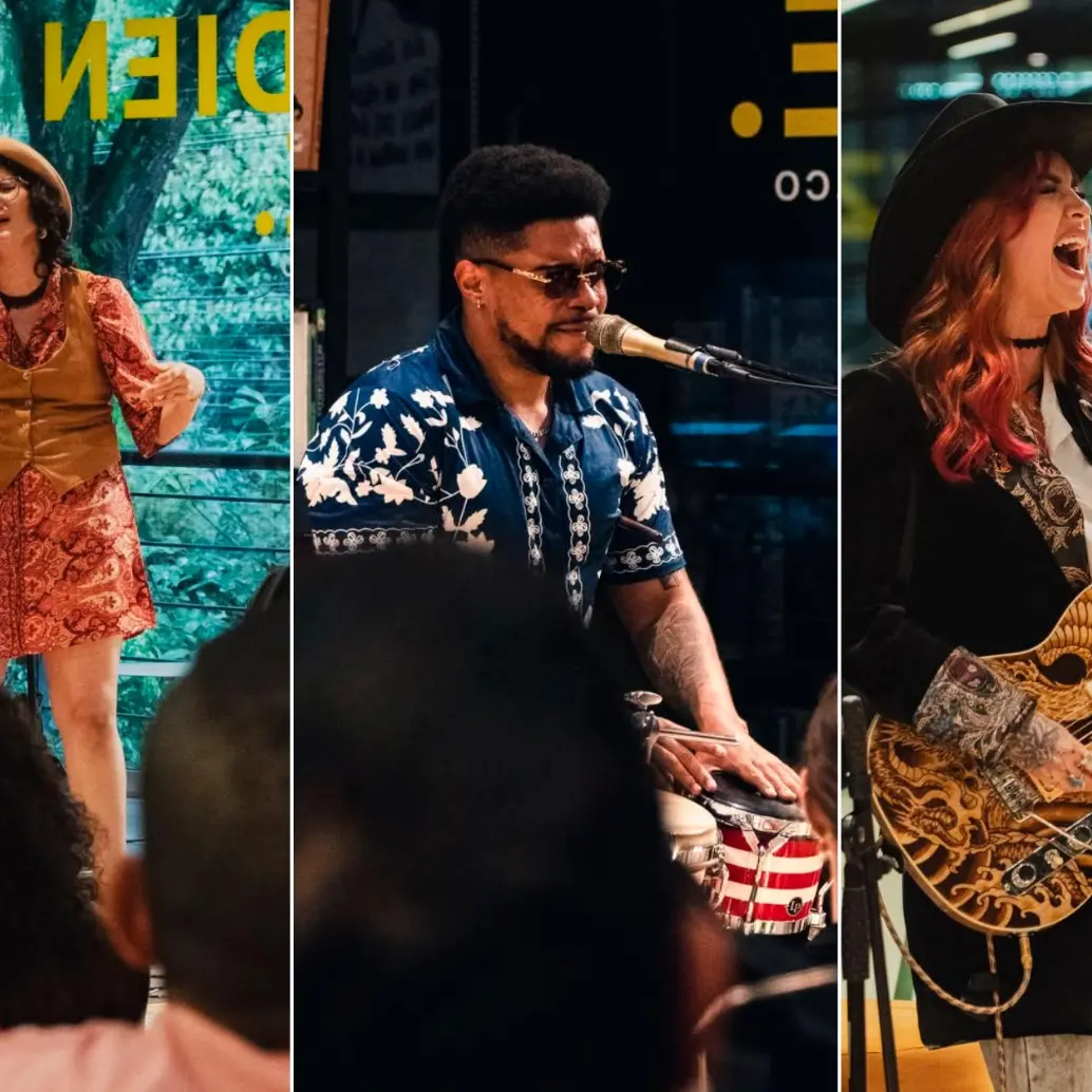 Hace varias semanas se realizó un Sofar Sounds en la sede de Bukz en Las Lomas. Cantaron, de izquierda a derecha: @avemontesmusica @meiby_oficial y suzyoficial_. FOTOS Cortesía Sofar Sounds Medellín