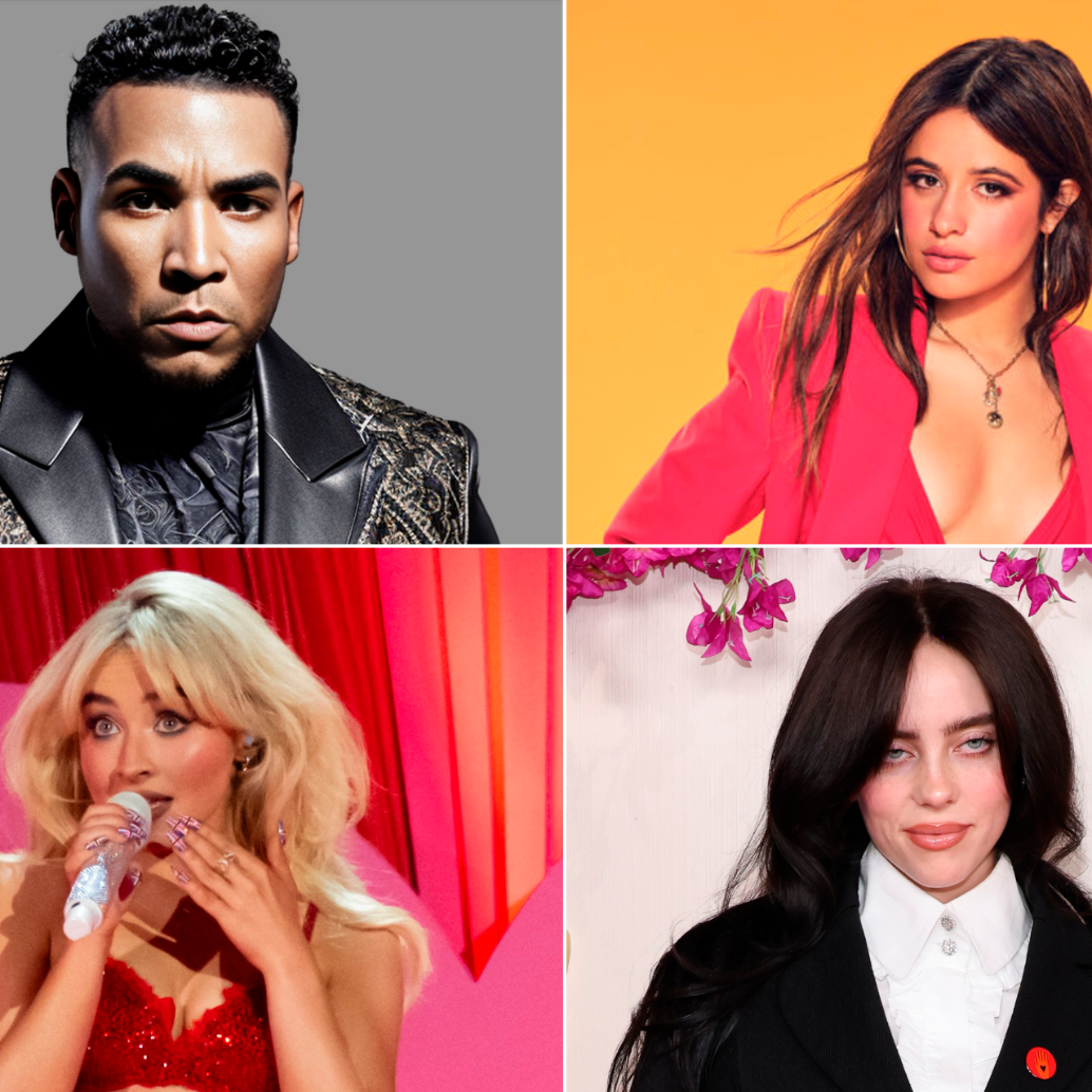 Don Omar, Camila Cabello, Sabrina Carpenter y Billie Eilish son artistas muy escuchados en el país que no han programado concierto recientemente. FOTOS Cortesía y Getty