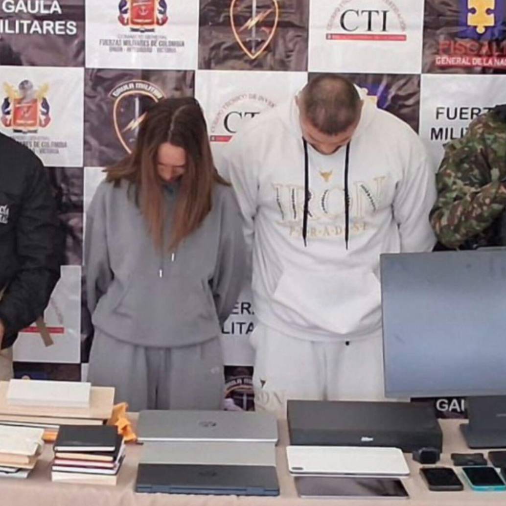 En un operativo conjunto entre el CTI, la Fiscalía y el Ejército fueron capturados la ciudadana rusa Julia Maydankina y su esposo bogotano, Hugo Ernesto Romero Páez. Foto: Cortesía CTI