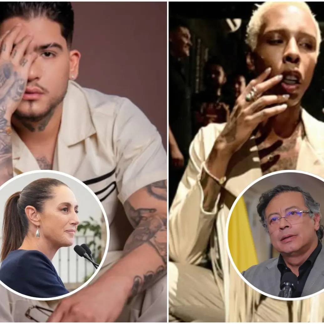 La presidenta de México, Claudia Sheinbaum, confirmó la colaboración entre los dos países para esclarecer la muerte de B King y DJ Regio Clown. FOTO: Redes sociales @bkingoficial, @regioclownn, @Claudiashein y Presidencia de Colombia