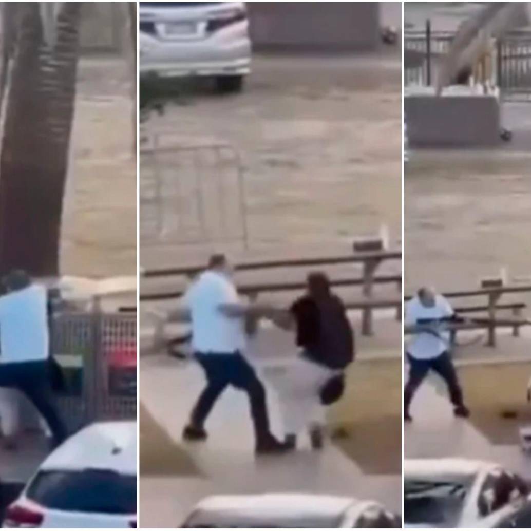 El hombre (camiseta blanca) desarmó al tirador, evitando que siguiera disparando contra quienes se encontraban en la playa. FOTOS: Captura de video 