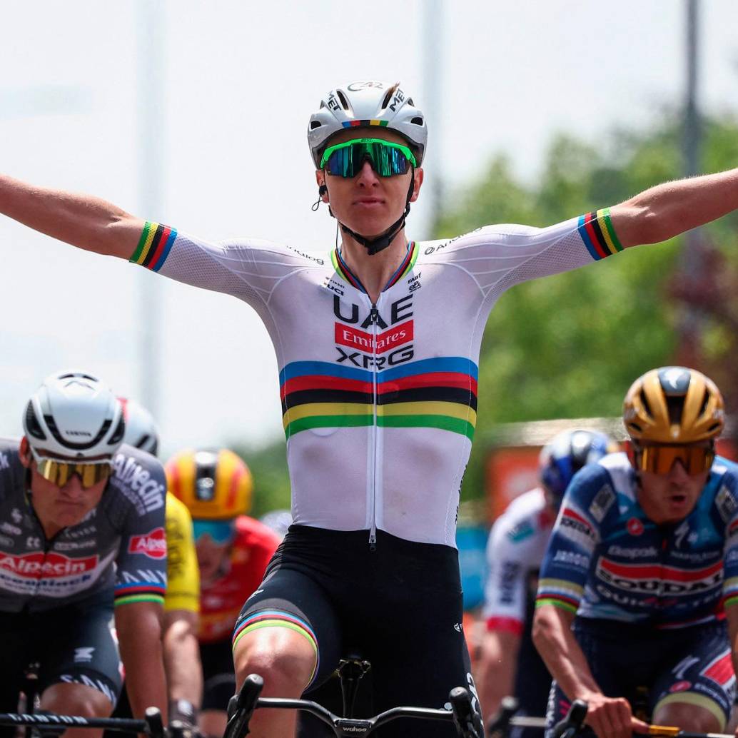 Tadej Pogacar se impuso en el esprint de la primera etapa en el Criterium del Dauphiné. FOTO: AFP