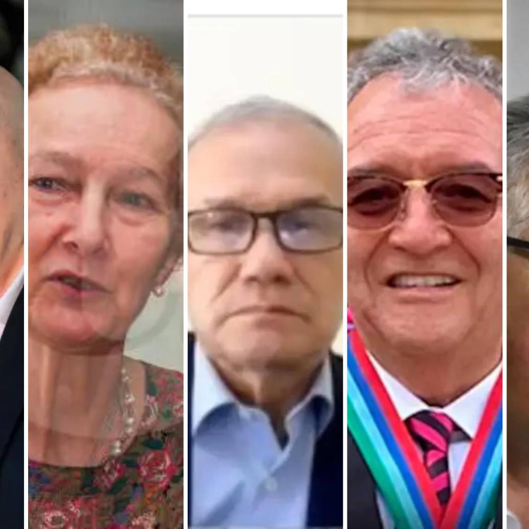 De izquierda a derecha: Otty Patiño, Vera Gave, Carlos Ramón González, Jorge Lemus y Augusto Rodríguez. FOTOS: COLPRENSA Y CAPTURAS DE PANTALLA.