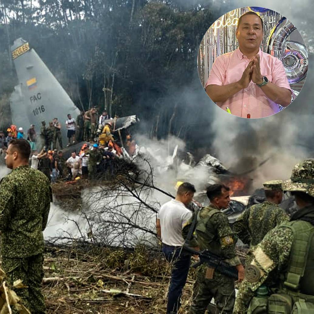 Carlos Julio Valderrama (detalle) registró el accidente de la aeronave Hércules siniestrada en Puerto Leguízamo y relató los momentos vividos. FOTOS: <b>AFP </b>